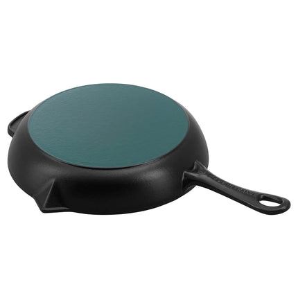 STAUB| Round Enameled Cast Iron Skillet Frying Pan with Pour Spouts – Ø 26 cm - Black