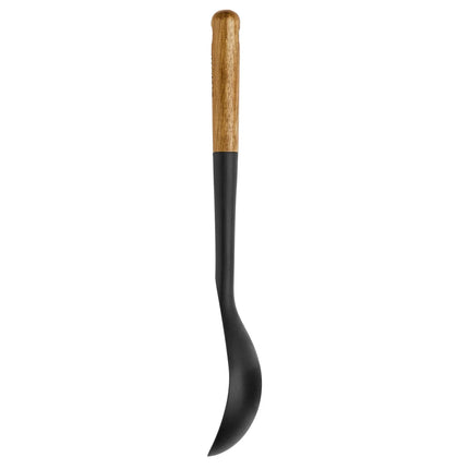 STAUB | Serving Spoon – Silicone - 31 cm - Black - Acacia Wood Handle - Nonstick Safe