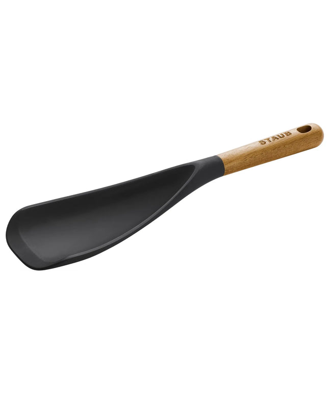 STAUB | Silicone Cooking & Serving Spoon – 30 cm - Black - Acacia Handle - Non-stick Safe