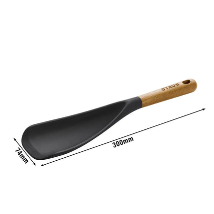 STAUB | Silicone Cooking & Serving Spoon – 30 cm - Black - Acacia Handle - Non-stick Safe