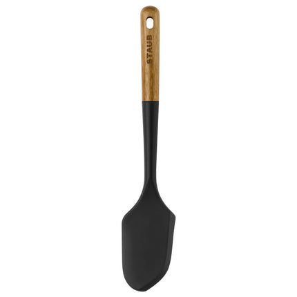 STAUB | Silicone Dough Scraper Spatula – 300 mm - Black - Acacia Handle - Non-stick Safe