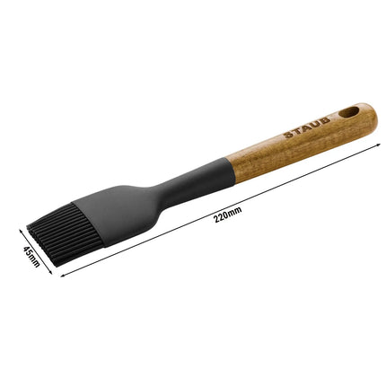 STAUB | Silicone Pastry & Basting Brush 22 cm – Black - Acacia Wood Handle - Non-Stick Safe