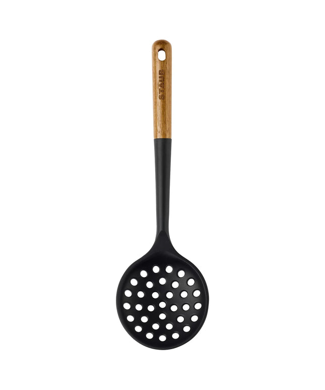 STAUB | Skimmer – Silicone - 31 cm - Black - Acacia Wood Handle - Non-Stick Safe