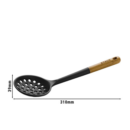 STAUB | Skimmer – Silicone - 31 cm - Black - Acacia Wood Handle - Non-Stick Safe