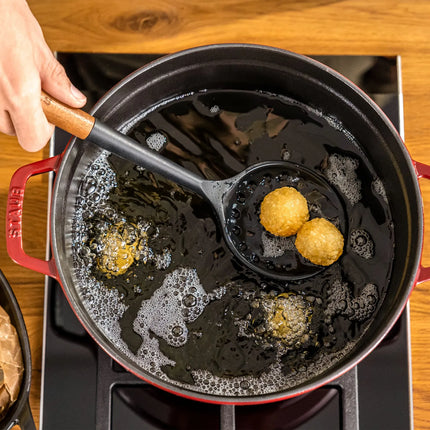 STAUB | Skimmer – Silicone - 31 cm - Black - Acacia Wood Handle - Non-Stick Safe