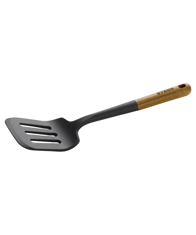 STAUB | Turner Spatula – 31 cm - Silicone - Black - Acacia Wood Handle - Nonstick Safe