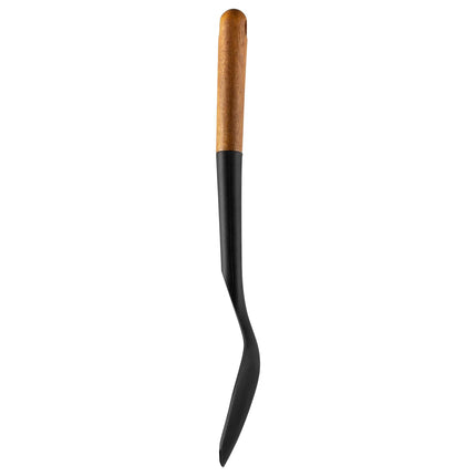 STAUB | Wok Turner Spatula – Silicone – Black – 310mm – Acacia Wood Handle – Non-Stick Safe
