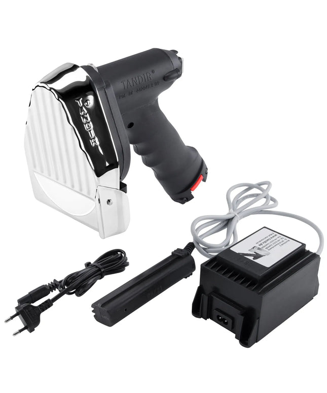 TANDIR® | Commercial Electric Kebab Knife / Slicer II – Ø100 mm – 2 Blades & Sharpening Stone – With 15V Power Supply, 2m Cable & Fuses