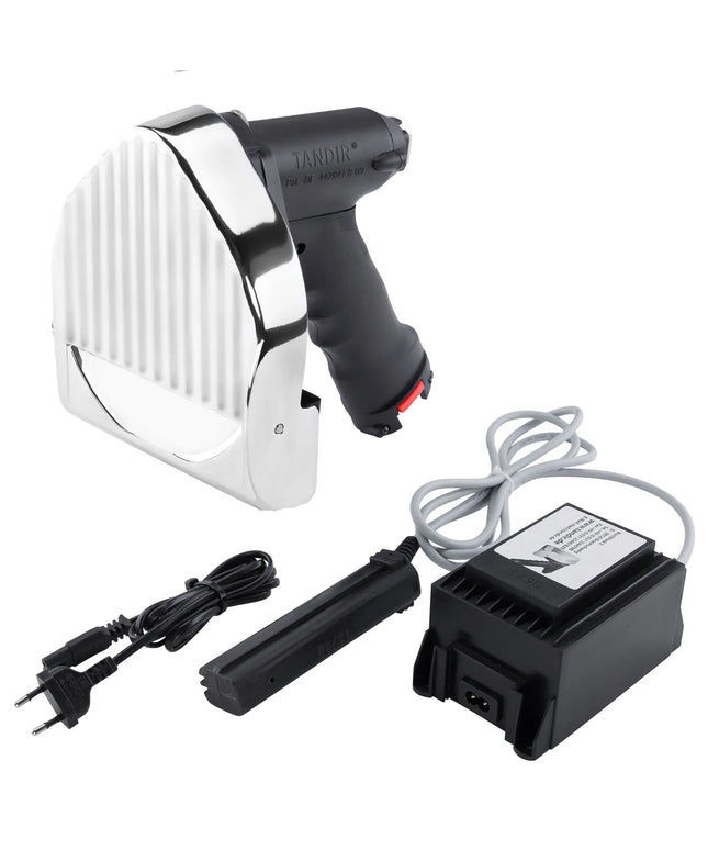 TANDIR® | Commercial Electric Kebab Knife / Slicer II 140 – Ø140 mm – incl. 15V PSU (2m) & 2×6.3A fuses & Sharpening Stone