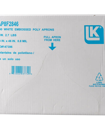 Tạp Dề Dùng Một Lần LK Packaging AP8F2846 71 x 117 cm Poly Nổi Vân Trắng