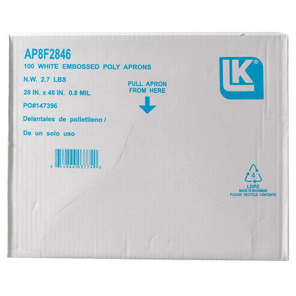 Tạp Dề Dùng Một Lần LK Packaging AP8F2846 71 x 117 cm Poly Nổi Vân Trắng