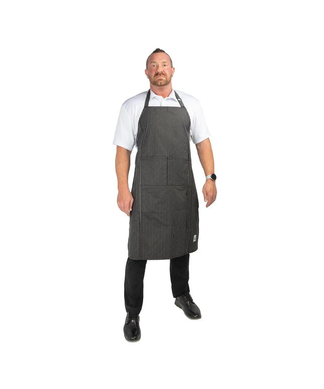 Tạp Dề Yếm Chef Revival 619BA-WS 97 x 74 cm Poly-Cotton Kẻ Sọc Trắng Đen