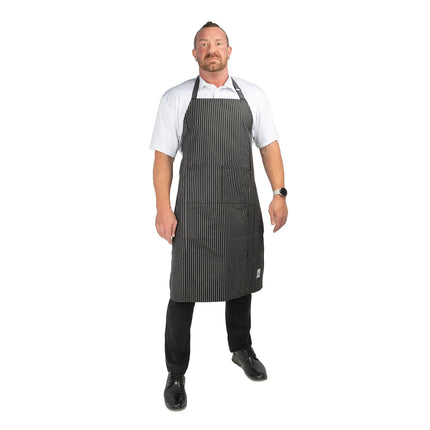 Tạp Dề Yếm Chef Revival 619BA-WS 97 x 74 cm Poly-Cotton Kẻ Sọc Trắng Đen