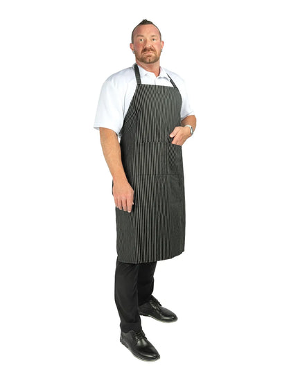 Tạp Dề Yếm Chef Revival 619BA-WS 97 x 74 cm Poly-Cotton Kẻ Sọc Trắng Đen