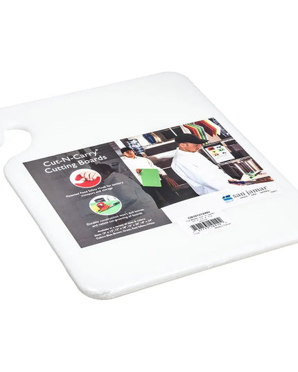 Thớt Nhựa Có Tay Cầm San Jamar CB101212WH Cut-N-Carry 25 x 30 x 1.3 cm, NSF, Trắng