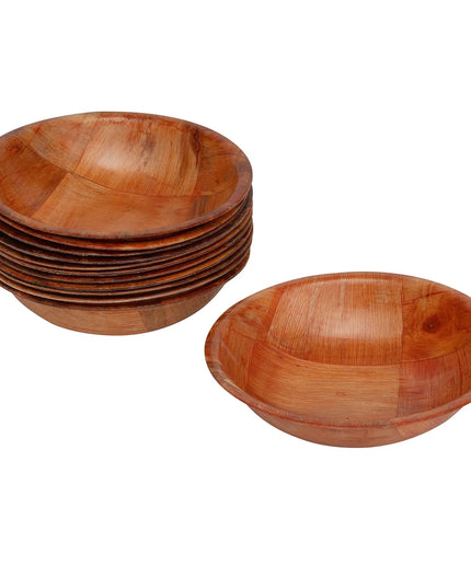 Tô Salad Gỗ Đan Tablecraft 205 14 cm, Gỗ Mahogany, Đáy Tròn, 4 Lớp