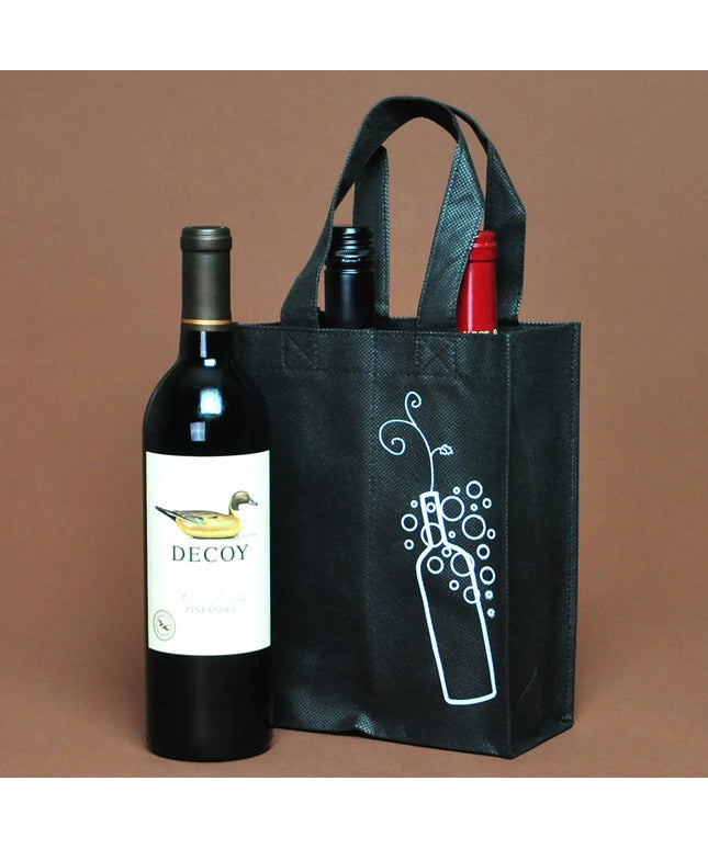 Túi Đựng 4 Chai Rượu Vang Vải Không Dệt LK Packaging NW7797 23.5 cm x 19.1 cm x 17.8 cm Màu Đen