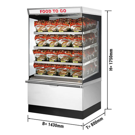 UBERT | Commercial Heated Display Case - 4 Heated Shelves – White – 1430×800×1750 mm – 12 kW