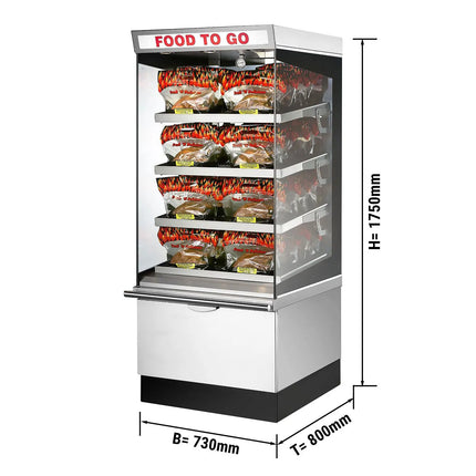 UBERT | Commercial Heated Display Case - 4 Heated Shelves – White – 730×800×1750 mm – 6 kW
