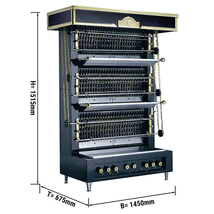 UBERT| Flame Wall Gas Chicken Rotisserie Oven – 4 spits - up to 32 chickens - 30 kW - 2 heat zones