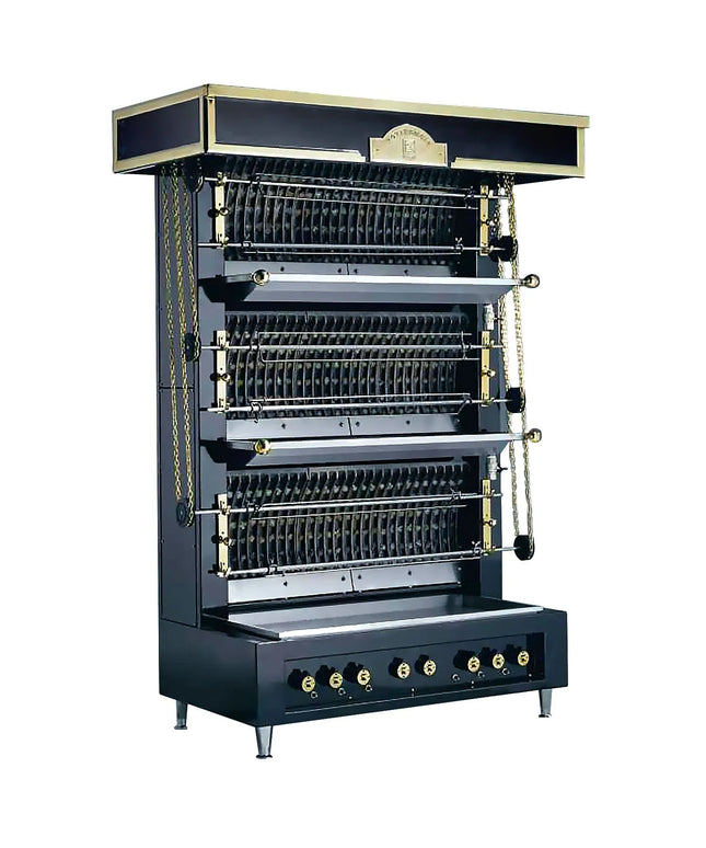 UBERT| Flame Wall Gas Chicken Rotisserie Oven – 4 spits - up to 44 chickens - 40 kW - 2 heat zones