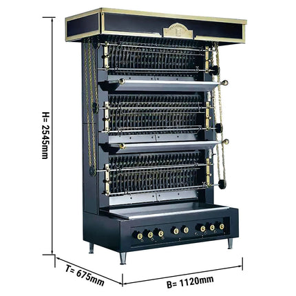 UBERT| Flame Wall Gas Chicken Rotisserie Oven – 8 spits - up to 40 chickens - 40 kW - 4 heat zones