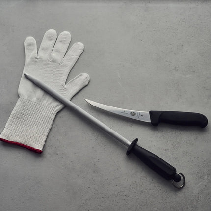 VICTORINOX | Butcher Knife Honing Steel – Round - Fine Cut - 300 mm Rod - Black Handle