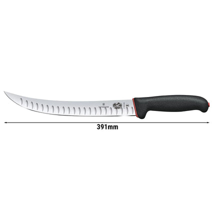 VICTORINOX | Fibrox Butcher Knife – Curved Granton Blade - 25 cm Blade - Black/Red Handle