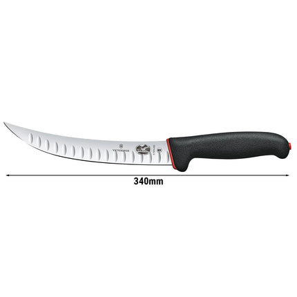 VICTORINOX | Fibrox Butcher Knife – Granton Edge - 20 cm Blade - Black/Red Handle
