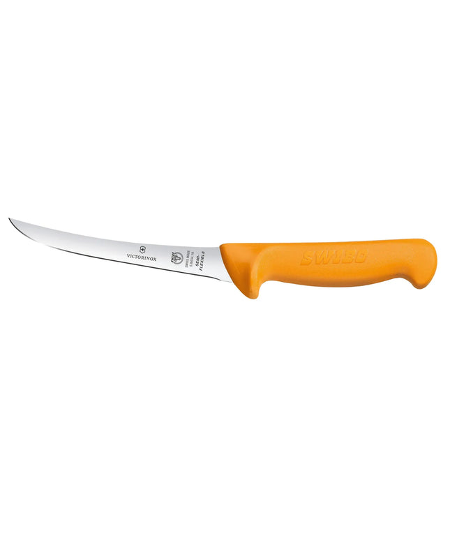 VICTORINOX | SWIBO Curved Boning Knife – 130 mm Blade - Semi-Flexible - Orange Handle