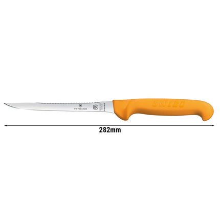 VICTORINOX | SWIBO Filleting Knife – 160 mm Blade - Straight & Serrated Edge - Orange Handle