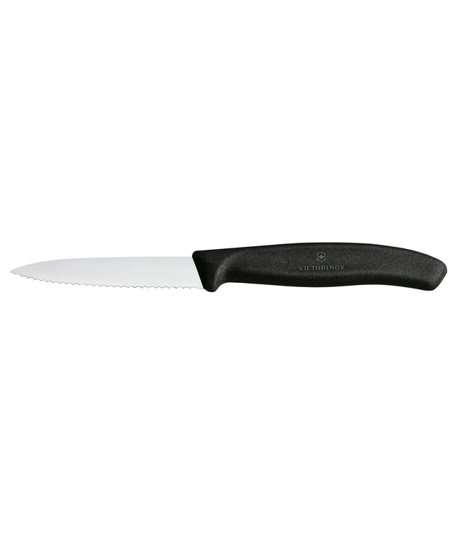 VICTORINOX | Swiss Classic Serrated Paring & Vegetable Knife – 80 mm blade - Black handle