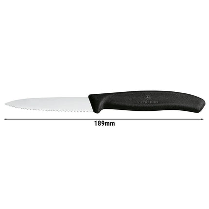 VICTORINOX | Swiss Classic Serrated Paring & Vegetable Knife – 80 mm blade - Black handle