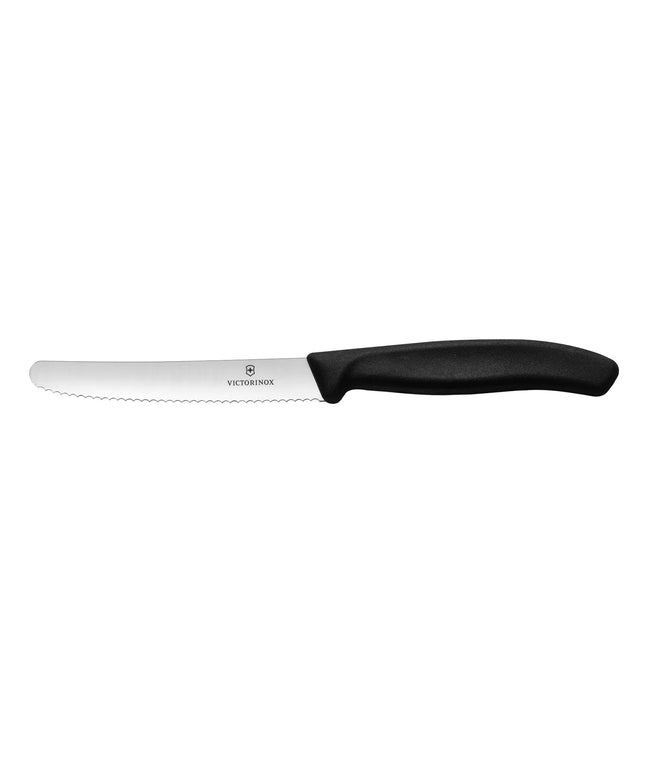 VICTORINOX | Swiss Classic Tomato Knife – Serrated Blade - 115 mm - Black Handle