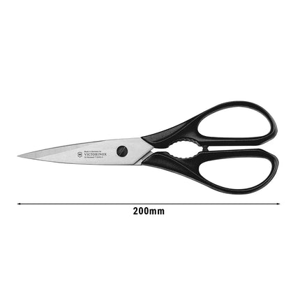 VICTORINOX | Universal Kitchen Scissors – Black - 20 cm - Micro-serrated - Jar Opener