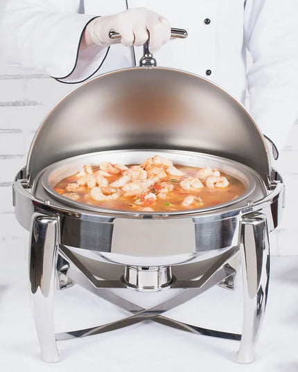 Vollrath T3605 Round Chafer w/ Roll-Top Lid & Chafing Fuel Heat