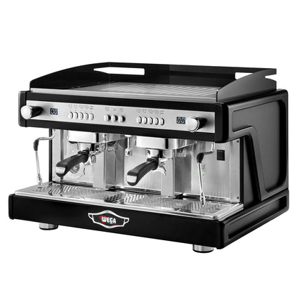 WEGA | Airy – Commercial 2-Group Espresso Machine – 3.85 kW – with 2 Steam Wands & Hot Water – Black