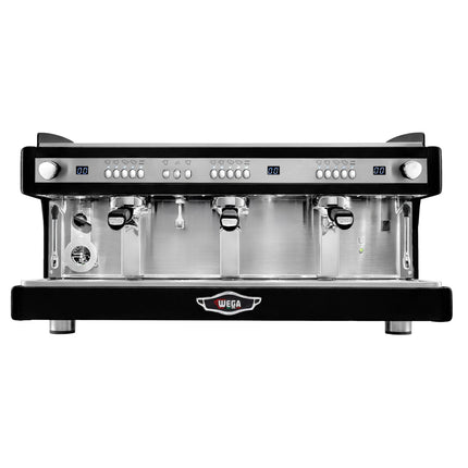 WEGA | Airy – Commercial 3-Group Espresso Machine – 5.6 kW – with 2 Steam Wands & Hot Water – Black