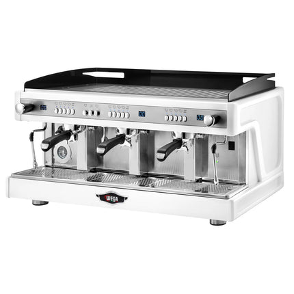 WEGA | Airy – Commercial 3-Group Espresso Machine – 5.6 kW – with 2 Steam Wands & Hot Water – White