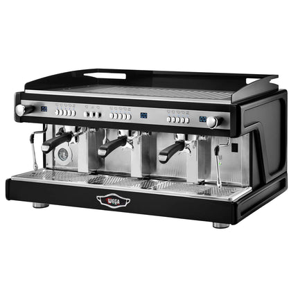 WEGA | Airy – Commercial 3-Group Espresso Machine – 5.6 kW – with 2 Steam Wands & Hot Water – Black