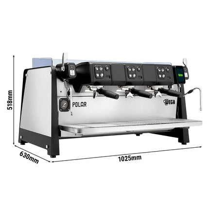 WEGA | Polar – Commercial 3-Group Espresso Machine – 6.9 kW – with 2 Steam Wands & Hot Water – Touchscreen – Stainless Steel
