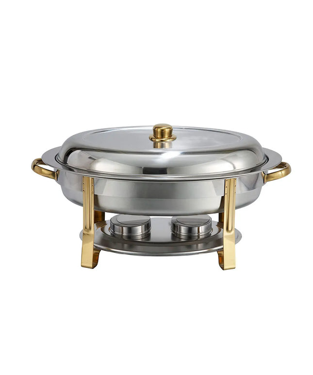 Winco 202 Oval Chafer w/ Lift-off Lid & Chafing Fuel Heat