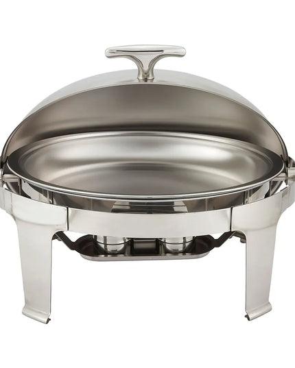 Winco 603 8 qt Oval Chafer w/ Roll Top Lid, Stainless Steel