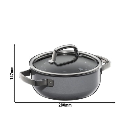 WMF | Fusiontec Mineral - Frying pot - Ø 200 mm - 2.4 liters - incl. glass lid - Platinum