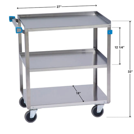 Xe Đẩy Phục Vụ Lakeside 322 3 Tầng Inox Tải Trọng 136.05 kg Thành Cao