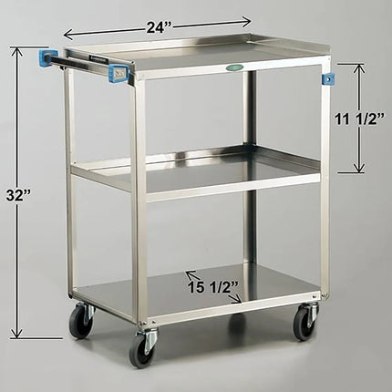 Xe Đẩy Phục Vụ Lakeside 411 3 Tầng Inox Tải Trọng 226.76 kg Thành Cao