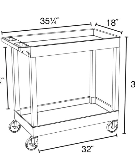 Xe Đẩy Phục Vụ Luxor 2 Tầng Polymer Tải Trọng 181.41 kg Thành Cao (EC11-B)