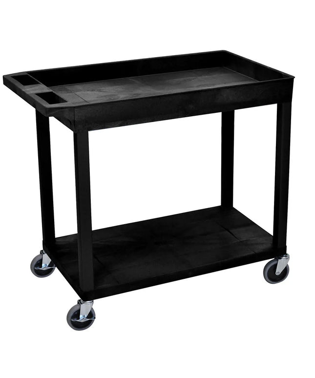 Xe Đẩy Phục Vụ Luxor 2 Tầng Polymer Tải Trọng 181.41 kg Thành Cao Màu Đen (EC12-B)