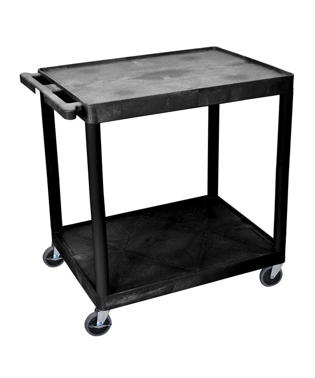Xe Đẩy Phục Vụ Luxor 2 Tầng Polymer Tải Trọng 181.41 kg Thành Cao Màu Đen (HE38-B)