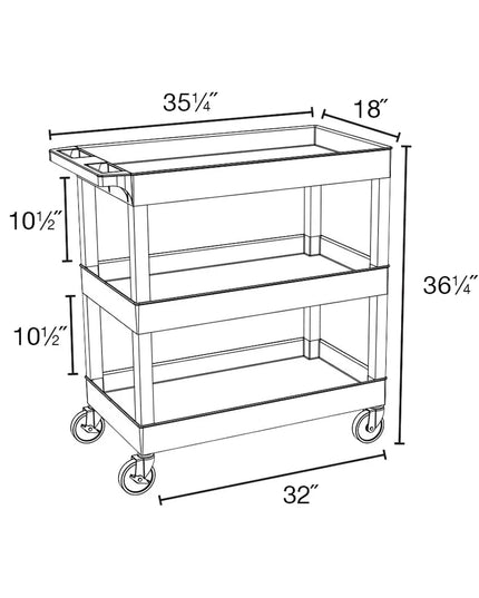 Xe Đẩy Phục Vụ Luxor 3 Tầng Polymer Tải Trọng 181.41 kg Thành Cao (EC111-B)